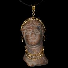 Tte grco-romaine sur pendentif en or